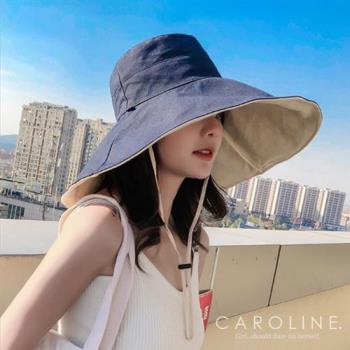 《Caroline》★夏天防曬遮陽造型時尚設計雙面大帽檐太陽帽71376