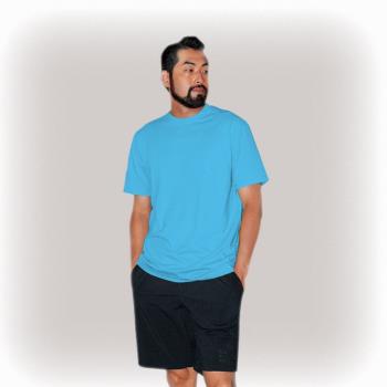 【男人幫】T0360＊ MIT 100%純棉【180克320碼圓領短袖素面T恤】-水藍色