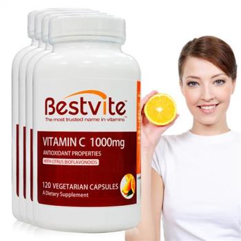 型錄【美國Bestvite】必賜力維生素C1000 (維他命C1000) 膠囊 4瓶組 (120顆*4瓶)