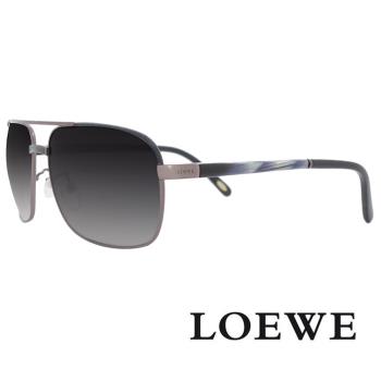 【LOEWE 羅威】西班牙皇室 大理石紋金屬款太陽眼鏡(消光灰/藍 SLW434-0655)