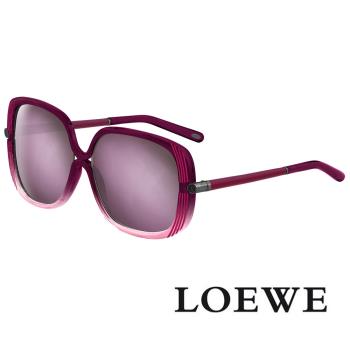【LOEWE 羅威】初春新款 春天氣息大方框款太陽眼鏡(粉紫 SLW802-09TX)