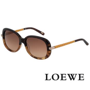 【LOEWE 羅威】新款 春天系列高貴印花款太陽眼鏡(透明咖啡/黃 SLW803-0905)