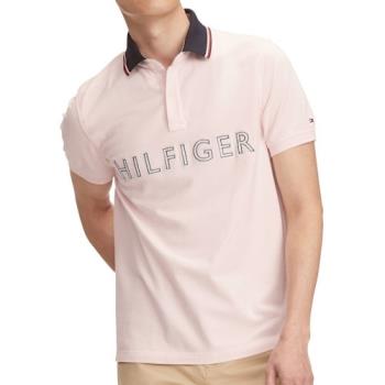 Tommy Hilfiger 2021男時尚對比粉紅色合身短袖POLO