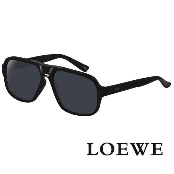 【LOEWE 羅威】西班牙皇室品牌 街頭時尚款太陽眼鏡(黑 SLW767-0700)