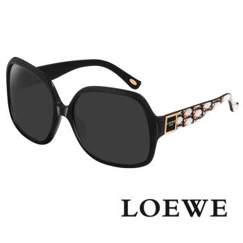 【LOEWE 羅威】限量春夏特別印花款太陽眼鏡(黑/金 SLW728-700X)