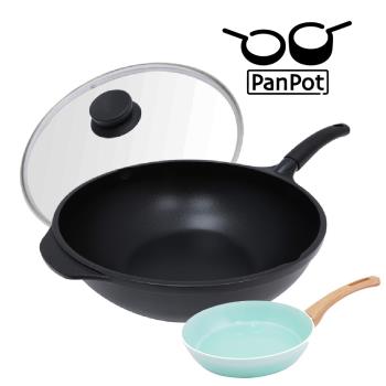 【日本PANPOT】日本32CM+20CM 單柄不沾平底鍋(電磁爐可)