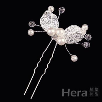 Hera 赫拉 金色葉子珍珠髮簪-2色#H100419A