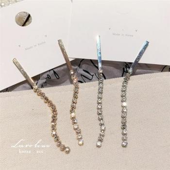 《Caroline》韓國熱賣極簡長款水鑽線條造型時尚 高雅大方設計 耳環72890