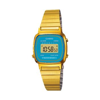【CASIO 卡西歐】日系-復古風金色系電子女錶 不銹鋼錶帶(LA670WGA-2DF )