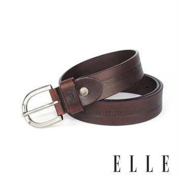 【ELLE HOMME】品牌休閒皮帶/商務皮帶(咖啡色)-金屬馬蹄鐵