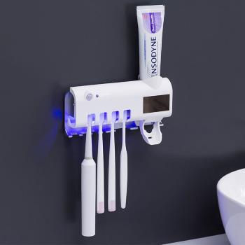 軟毛牙刷2支+紫外線智能消毒牙刷架
