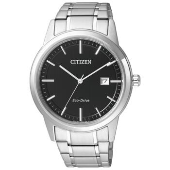 【CITIZEN 日系星辰】光動能指針男錶 不鏽鋼錶帶 黑色錶面 生活日常防水(AW1231-58E)