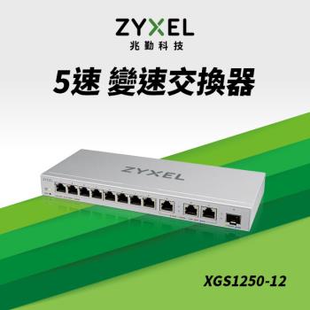 ZYXEL 12埠MULTI GIGA簡易網管交換器 10G高速 . SFP光纖 XGS1250-12