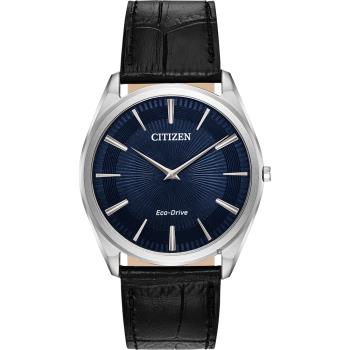 CITIZEN 星辰 Eco-Drive 光動能紳士薄型手錶-藍x黑/38mm AR3070-04L