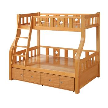 Boden-普利實木功能型雙層床架(4尺加大單人+3尺單人)(附抽屜櫃)