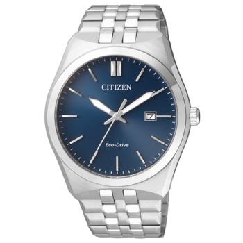 【CITIZEN 日系星辰】光動能指針男錶 不鏽鋼錶帶 藍色錶面 防水100米(BM7330-67L)
