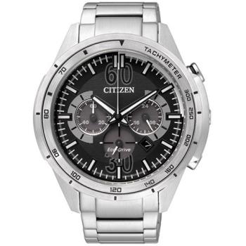 【CITIZEN 星辰】光動能三眼男錶 不鏽鋼錶帶 黑色錶面 防水100米(CA4120-50E)