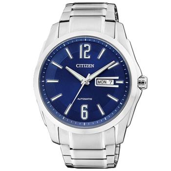 【CITIZEN 星辰】機械指針男錶 不鏽鋼錶帶 藍色錶面 防水100米(NH7490-55L)