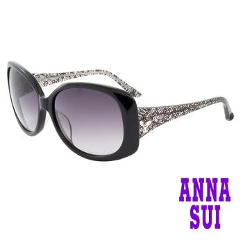 【ANNA SUI 安娜蘇】安娜寬版花鑽系列太陽眼鏡(AS886-002-蕾絲)