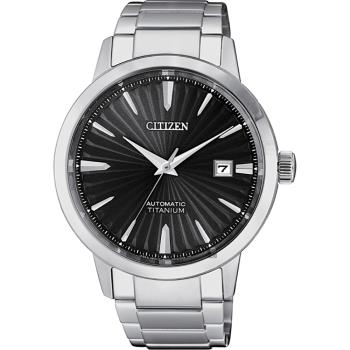 CITIZEN星辰鈦自動上鍊機械手錶-黑x銀/40.5mm(NJ2180-89H)