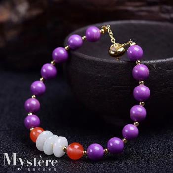 【my stere 我的時尚秘境】14K包金~天然紫雲母配瑪瑙翡翠手鍊
