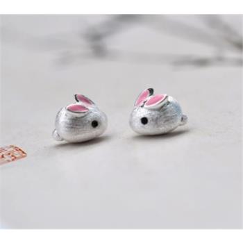 925純銀肥兔子耳環