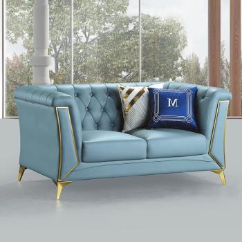 AS-歐倫藍色雙人沙發-157×90×79cm(隨機抱枕×2)