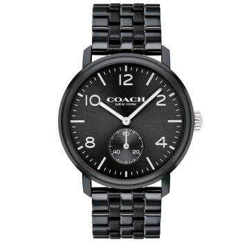 COACH 小秒圈時尚紳士腕錶/黑/42mm/CO14602531