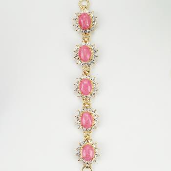 丹莉珠寶天然玫瑰石造型金手鍊