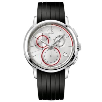 【瑞士 CK手錶 Calvin Klein】大錶徑三眼計時男錶 橡膠錶帶 礦物抗磨玻璃 日常生活防水(K1V27926)