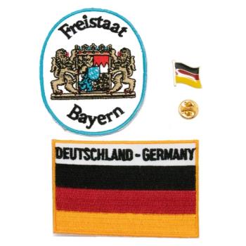 補丁燙布貼徽章 三件組巴伐利亞地標＋德國國旗刺繡+國旗別針 刺繡肩章 軍章 裝飾布貼