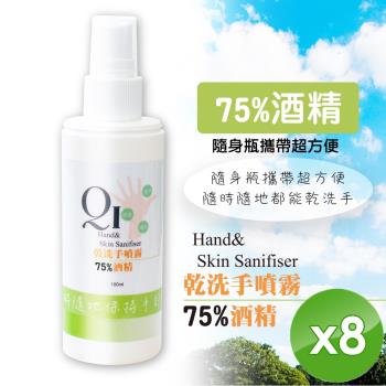 QiMart 現貨限量 75%酒精噴霧 乾洗手/防疫/抑菌-100ml/瓶x8瓶