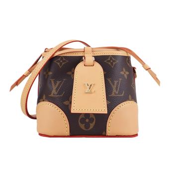 Louis Vuitton Noé 經典Monogram帆布皮革迷你水桶/斜背包(棕)