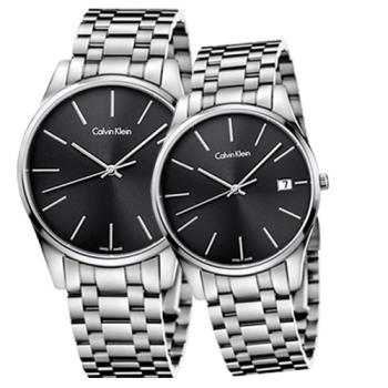 【瑞士 CK手錶 Calvin Klein】甜蜜浪漫情侶對錶 情人對錶 不銹鋼錶帶 防水30米(K4N21141+K4N23141)