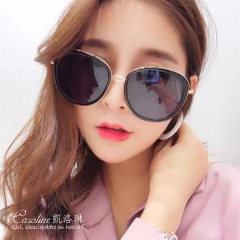《Caroline》新款韓國復古大框圓框瘦臉復古時尚太陽眼鏡 69865