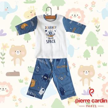Pierre Cardin皮爾卡登 男兒童小怪獸七分袖兩件式套裝/居家服(KD250061白藍)