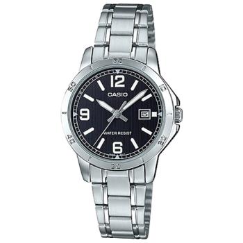 【CASIO 卡西歐】不鏽鋼女錶錶帶 日常生活防水 礦物玻璃 日期顯示(LTP-V004D-1B2)