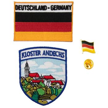 帽子衣服裝飾貼布 三件組安德希斯修道院地標＋德國國旗刺繡+別針 熨燙臂章 褲子補丁
