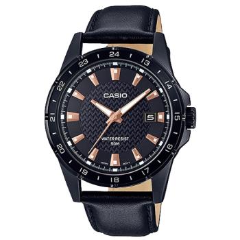 【CASIO 卡西歐】時尚指針男錶 皮革錶帶 日期顯示 防水50米(MTP-1290BL-1A2)