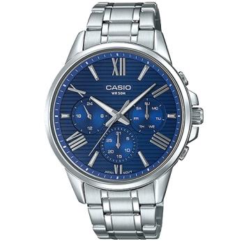 【CASIO 卡西歐】一般指針 時尚三眼男錶 不鏽鋼錶帶 黑 防水50米 礦物玻璃鏡面(MTP-EX300D-2A)