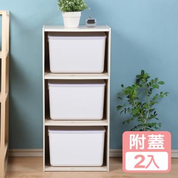 真心良品 日系純白無雙附蓋7號手提收納盒-2入組