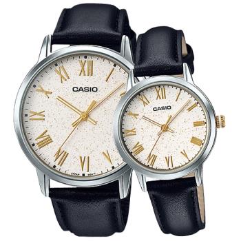 【CASIO 卡西歐】送禮首選 甜蜜浪漫情人對錶 指針錶 皮革錶帶 防水50米(MTP-TW100L-7A1 + LTP-TW100L-7A1)