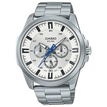 【CASIO 卡西歐】三眼男錶 不鏽鋼錶帶 防水50米 滑動式錶針(MTP-SW310D-7A)