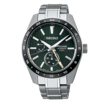 SEIKO精工 PRESAGE新銳系列麻葉圖騰GMT機械腕錶 (6R64-00C0G/SPB219J1) SK044