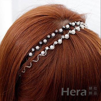 【Hera】赫拉 韓款波浪水鑽珍珠髮箍-2色
