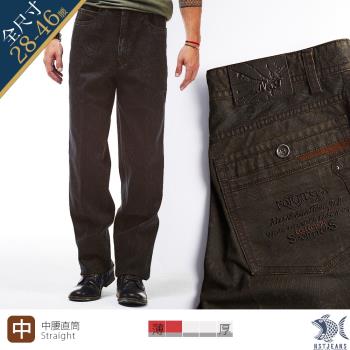 NST Jeans 悶騷的華麗 民族印花咖啡黑長褲-中腰直筒 台灣製 特小尺碼 特大尺碼