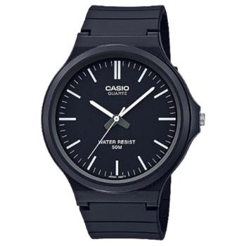 【CASIO 卡西歐】簡約指針錶 中性錶 樹脂錶帶 黑 防水50米(MW-240-1E)