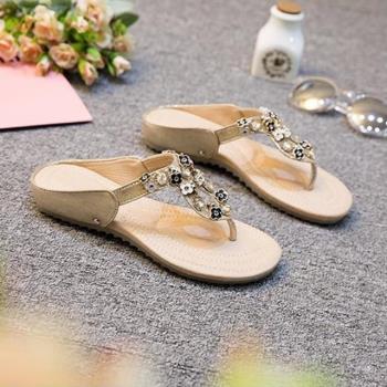 【Taroko】U型小花朵夏季休閒夾腳人字涼拖鞋(3色可選)
