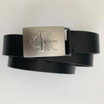 CK 2021男時尚牛仔系列Logo標牌黑色皮帶