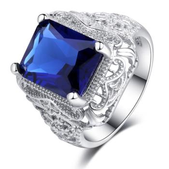 【RJ New York】歐美華麗線條藍寶石戒指(藍色)
